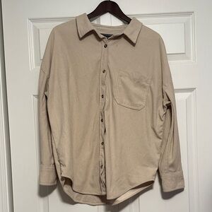 Women's Beige Button Down Shirt